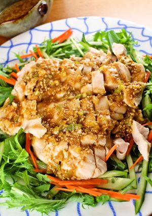 レンジで！超しっとり胸肉のゴマ味噌ソース-レシピのメイン写真