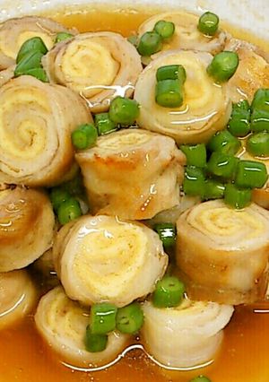 油揚げ＆豚肉ロール焼き★渦巻きあんかけ-レシピのメイン写真