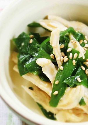【冷蔵庫掃除】ニラと蒸し鶏の酢味噌和え-レシピのメイン写真