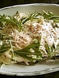 ◆水菜のたらこクリームスパゲッティ◆-レシピのメイン写真