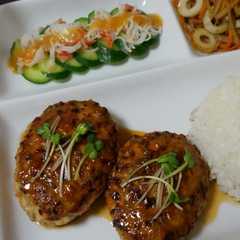 鶏ひき肉で照り焼きヘルシーハンバーグ♪-レシピのメイン写真