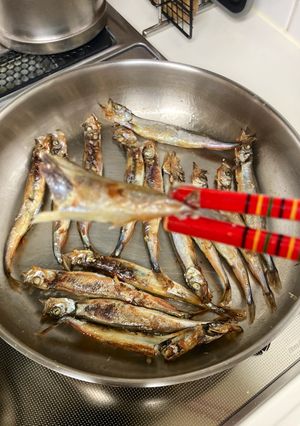コツ：フライパン、アルミホイルでししゃも焼き-レシピのメイン写真
