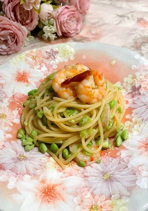 バター香る海老と枝豆出汁のペペロンチーノ-レシピのメイン写真