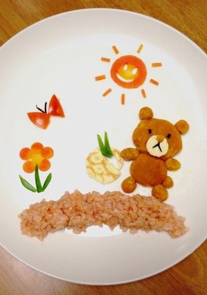 くまさん☆1才バースデープレート☆練習-レシピのメイン写真