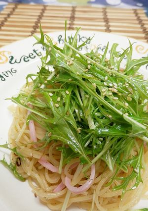 からし水菜とハムのパスタ-レシピのメイン写真
