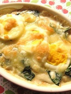 ゆで玉子とほうれん草のグラタン-レシピのメイン写真
