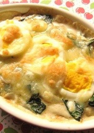ゆで玉子とほうれん草のグラタン-レシピのメイン写真