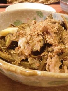 豚肉、茄子、牛蒡、白ネギの味噌炒め-レシピのメイン写真