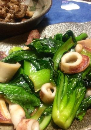 プレ農家めし◆小松菜イカのバター醤油炒め-レシピのメイン写真