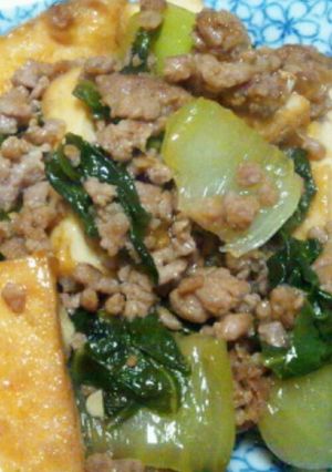 厚揚げとチンゲン菜の挽き肉炒め-レシピのメイン写真