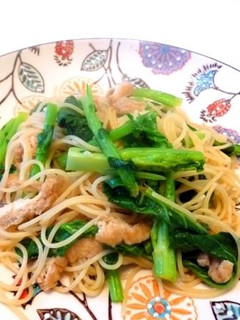 菜の花と油揚げの味噌スパゲッティー-レシピのメイン写真