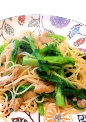 菜の花と油揚げの味噌スパゲッティー-レシピのメイン写真