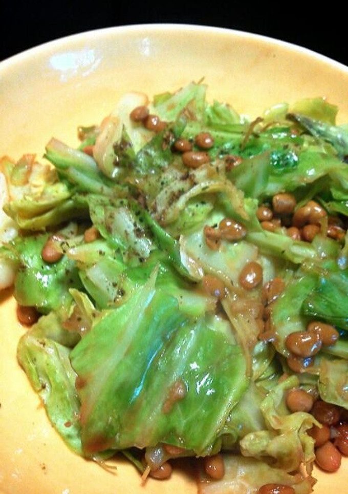 簡単すぎる！納豆キャベツの炒め-レシピのメイン写真