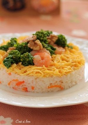 ひな祭りに♪菜の花と海老のちらしずし-レシピのメイン写真