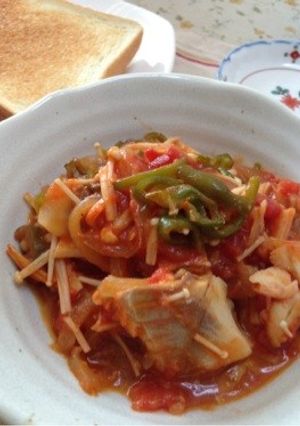 フライパン一つ酒粕＆鱈でトマト煮込み♫-レシピのメイン写真