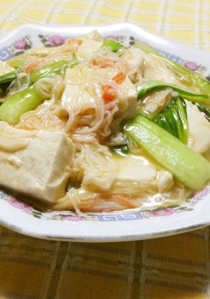 青梗菜と豆腐とかにかまのうま煮-レシピのメイン写真