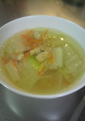 白菜スープのカリカリ鶏皮のせ〜☆-レシピのメイン写真