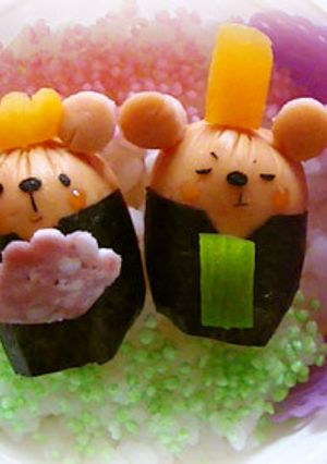 お内裏様とお雛様：簡単キャラ弁おかず-レシピのメイン写真