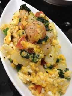 【デタラメ飯】海老とポテトのトマたま-レシピのメイン写真