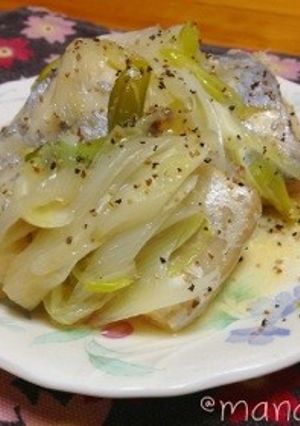 太刀魚とﾈｷﾞの塩麹蒸し(鱈でもOK)-レシピのメイン写真