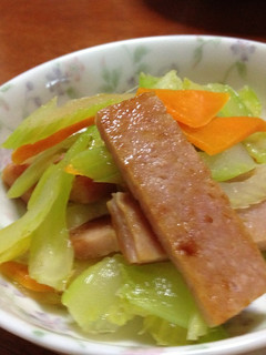 お弁当に!スパムとセロリの炒め物-レシピのメイン写真