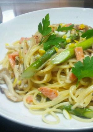 ヘルシー♪スモークサーモンクリームパスタ-レシピのメイン写真