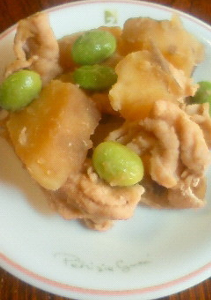 さつまいもと枝豆と豚肉の煮物-レシピのメイン写真