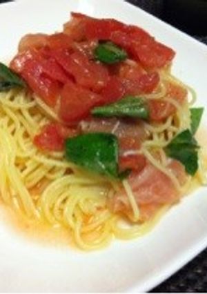 綺麗で美味しい生ハムトマトの冷製パスタ♡-レシピのメイン写真