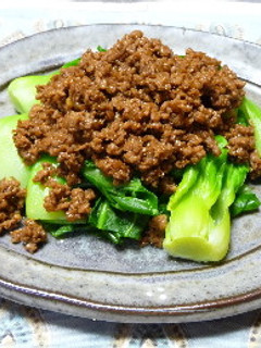 青梗菜のひき肉かけ-レシピのメイン写真