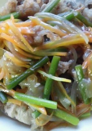 豚薄切り肉の甘酢餡掛け。-レシピのメイン写真