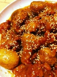 新ジャガと豚肉のこってり揚げ煮。-レシピのメイン写真