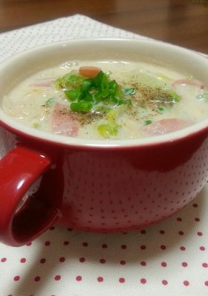 白菜とベーコンの和風だし豆乳スープ☆-レシピのメイン写真