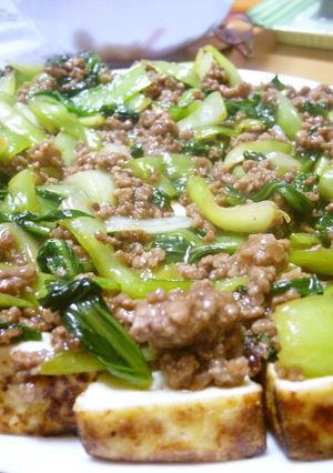 豆腐の小松菜とひき肉あんかけ-レシピのメイン写真