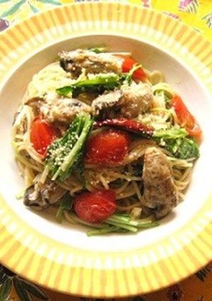 かきと水菜のスパゲティ-レシピのメイン写真