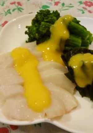 菜の花とタコの黄身酢かけ♪-レシピのメイン写真