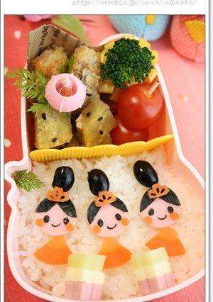ひな祭りキャラ弁*簡単かわいい三人官女-レシピのメイン写真