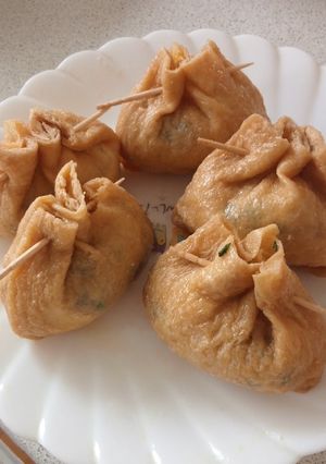 春菊とチーズのいなり包み焼き-レシピのメイン写真
