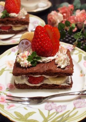 ひな祭りに！いちごバナナチョコケーキ♪-レシピのメイン写真