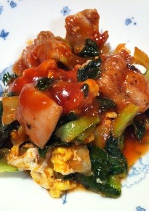 鶏肉とターサイの甘酢炒め-レシピのメイン写真