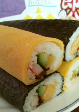 のり＆たまごで！色どり綺麗な恵方巻き！-レシピのメイン写真