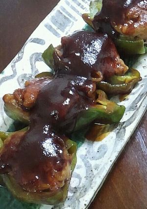 ずぼらさんの豚コマdeピーマンの肉詰め♬-レシピのメイン写真