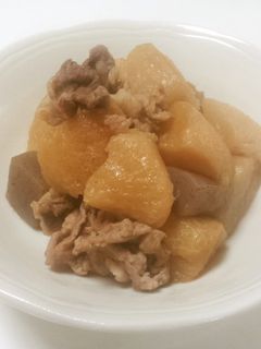 大根とこんにゃくと豚肉の煮物風炒め-レシピのメイン写真