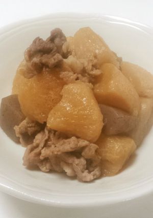 大根とこんにゃくと豚肉の煮物風炒め-レシピのメイン写真