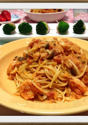 海老とツナときのこのトマトクリームパスタ-レシピのメイン写真
