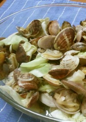 レンジで簡単あさりとキャベツのワイン蒸し-レシピのメイン写真