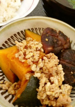 しいたけとかぼちゃのそぼろ煮-レシピのメイン写真