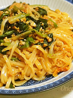 小松菜と刻み納豆のキムチうどん-レシピのメイン写真