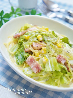 春キャベツとベーコンのミルクスープパスタ-レシピのメイン写真