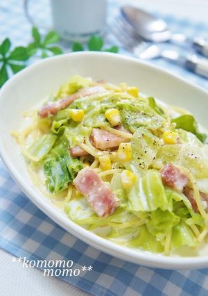 春キャベツとベーコンのミルクスープパスタ-レシピのメイン写真