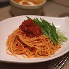 รูปของ トマトと水菜のクリームパスタ